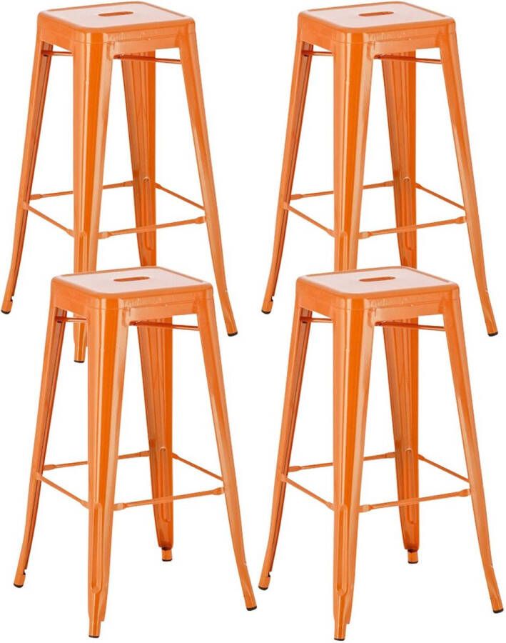 Unbranded Rustieke Barkruk Kaelee Oranje Industrieel Design Rugleuning Voor Keuken en Bar Metalen Zitting