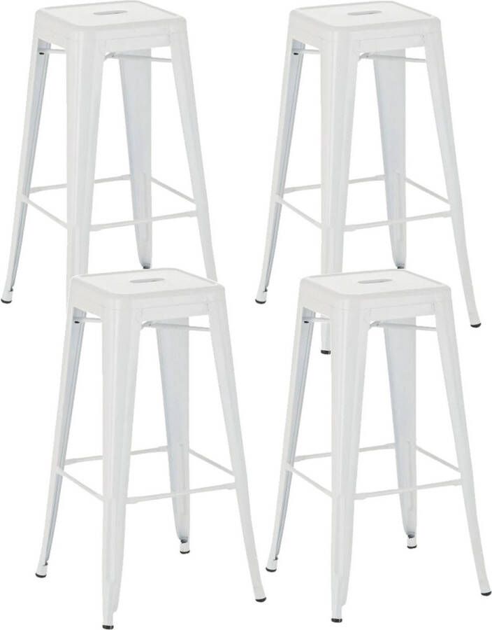 In and outdoor match Rustieke Barkruk Stacey Wit Industrieel Design Rugleuning Voor Keuken en Bar Metalen Zitting