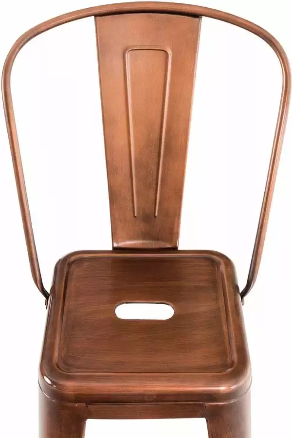 Inandoutdoormatch Rustieke Barkruk Tulio Koper Industrieel Design Set van 2 Rugleuning Voetsteun Voor Keuken en Bar Metalen Zitting Vaderdag cadeau