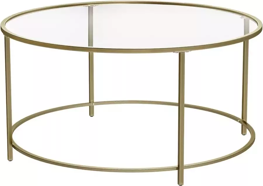 inandoutdoormatch Salontafel Buni Rond Salontafel Woonkamer Bijzettafel 84 x 84 x 45 5 cm Glas Vaderdag cadeau