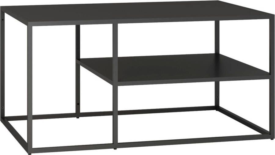 Inandoutdoormatch Salontafel Clara Met Plank 45x90x60 cm Mat Zwart Staal Modern Design - Foto 2