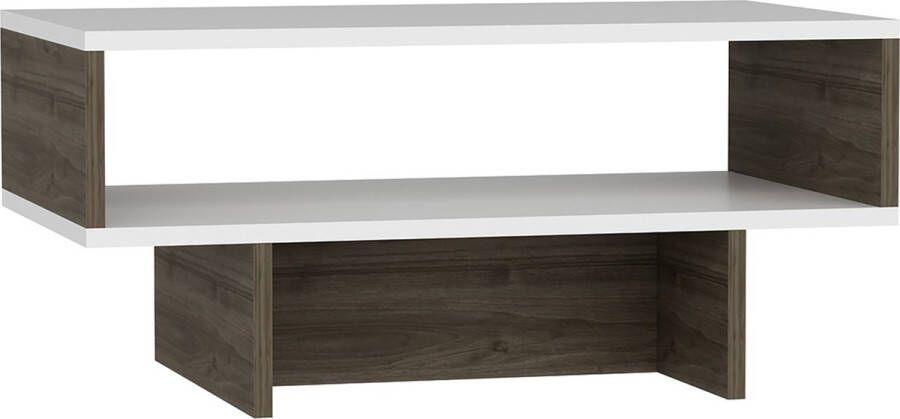 Inandoutdoormatch Salontafel Merit 36 4x80x45 cm Wit en Walnoot Modern Design Spaanplaat - Foto 2