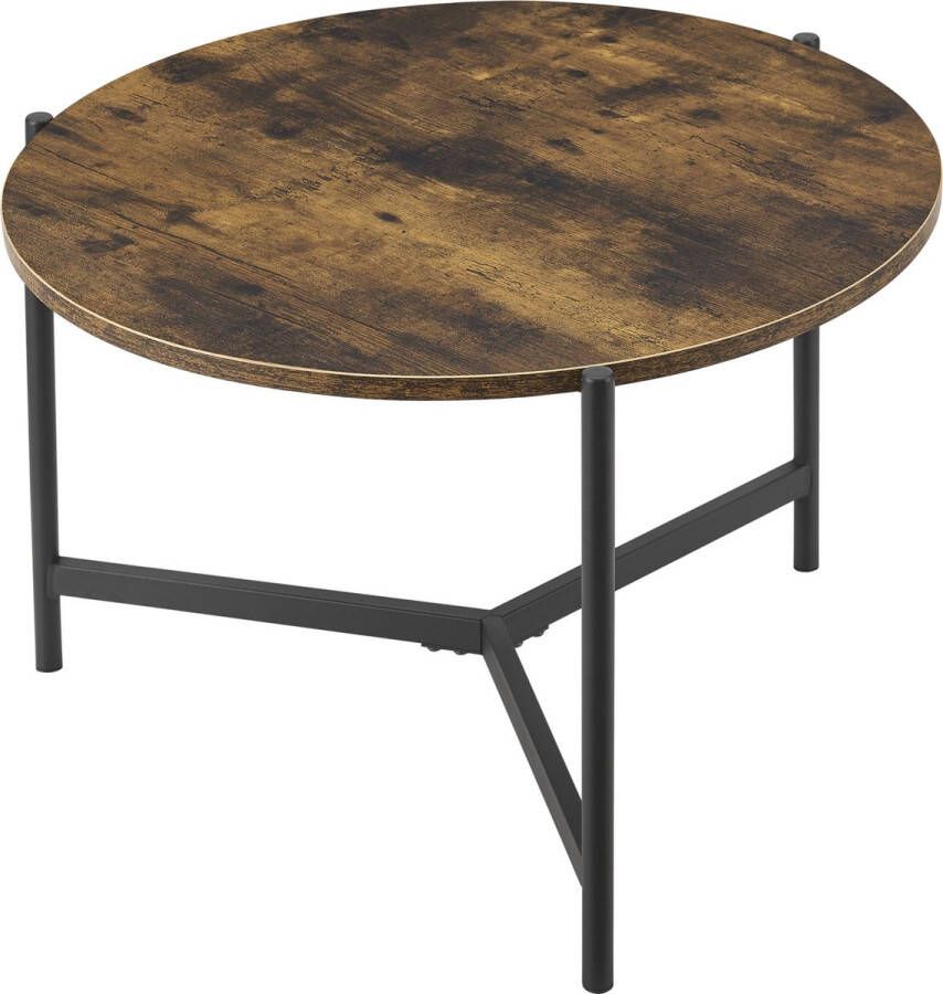 Inandoutdoormatch Salontafel Rond Jase 40xØ60 cm Houtkleurig en Zwart MDF en Metaal Poedercoating Modern Design - Foto 2