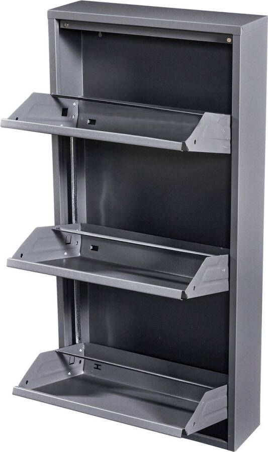 Inandoutdoormatch Schoenenkast Collin Met 3 Vouwdeuren Grijs Metaal Ruimtebesparend - Foto 2
