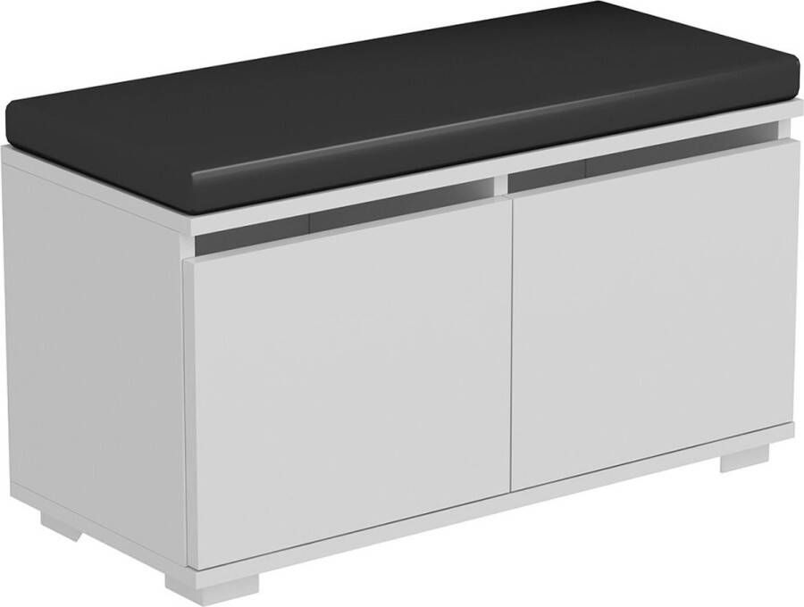 Unbranded Schoenenrek Racquel 42x80x35 cm Wit Gestoffeerde Zitting Spaanplaat en Stof Stijlvol Design