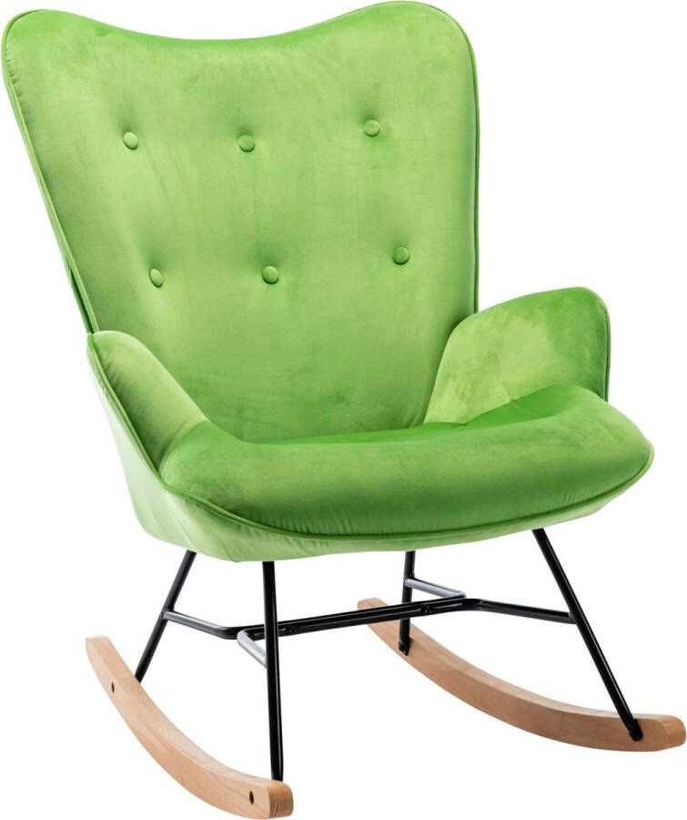 Unbranded Schommelstoel Sanka Velours Bekleding Comfortabele Stoel Modern Design Leesstoel Gestoffeerde Zitting Groen