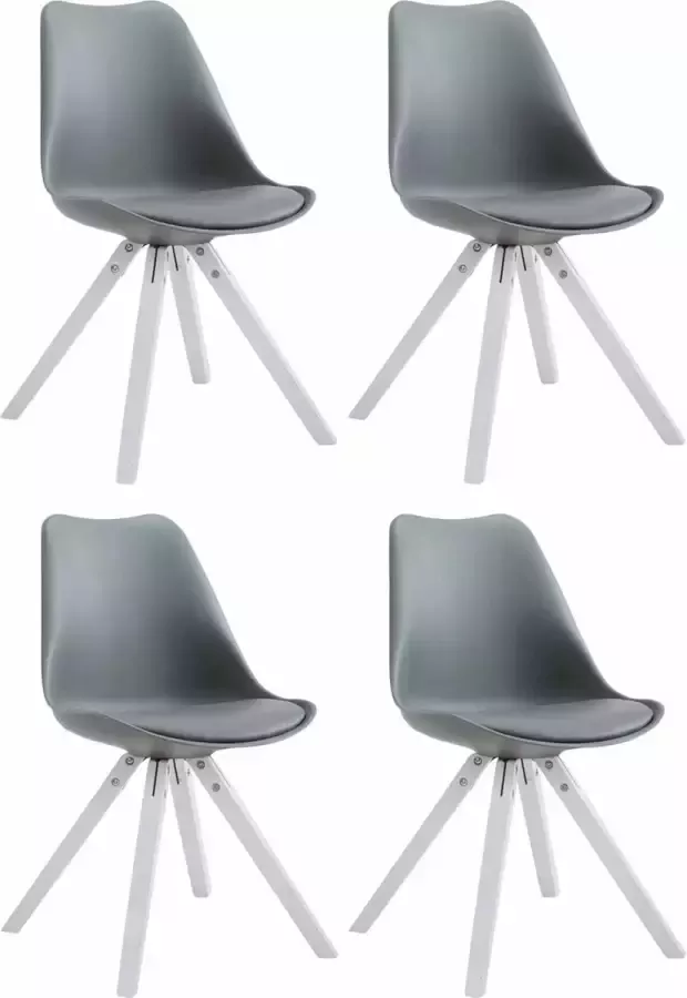 Unbranded Set van 4 stoelen Toulouse kunstleer wit (eiken) Vierkant