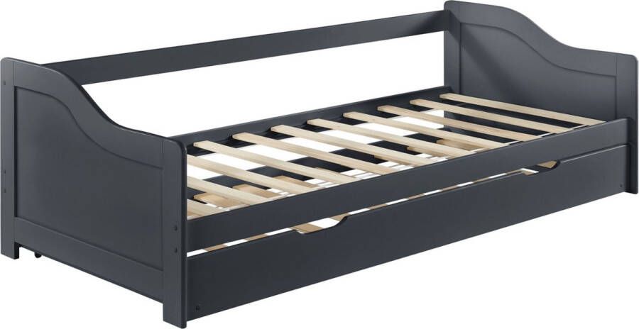 Inandoutdoormatch Slaapbank Gwenda Tienerbed Met Uitschuifbed 90x200cm Donkergrijs Ruimtebesparend Spruce Hot Multiplex - Foto 2
