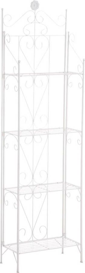Inandoutdoormatch Staande plankenkast Enya wit metaal 4 planken -stabiel duurzaam 24x45x157 cm modern inklapbaar moederdag cadeautje