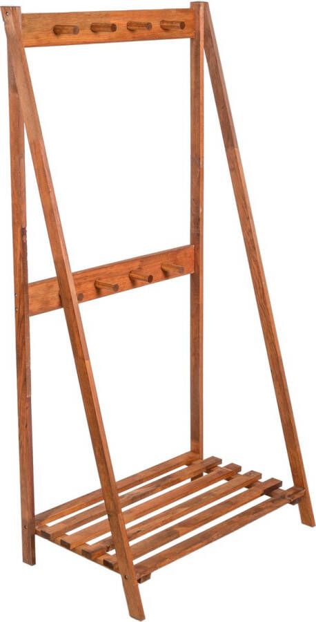 Inandoutdoormatch Stijlvol Kledingrek Clemens Kledingrek 152x75x45cm Houtkleurig Schoenenrek Kapstok Gebeitst Grenen