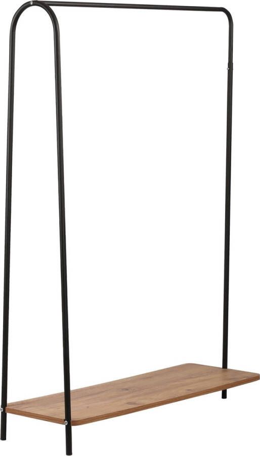 Inandoutdoormatch Stijlvol Kledingrek Nance 144x100x35 cm Zwart en Houtkleurig Kapstok Met Plank Metaal Spaanplaat - Foto 2