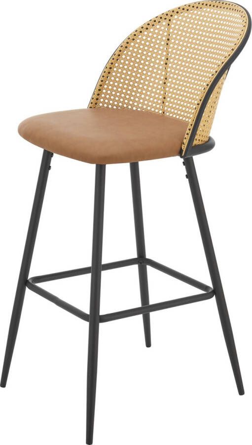 Inandoutdoormatch Stijlvolle Barkruk Gausdal Set van 2 102x44x63cm Bruin en Zwart Kunstlederen Zitting Gestoffeerde Zitting Rugleuning - Foto 2