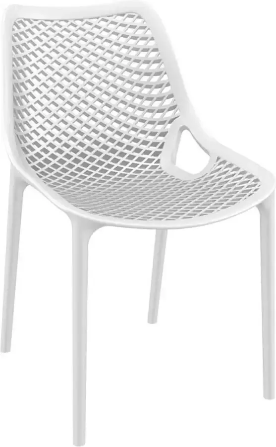 Inandoutdoormatch Stijlvolle luchtige stoel Met rugleuning Tuinstoel Woonkamer of fair Wit Zithoogte 44cm Vaderdag cadeau