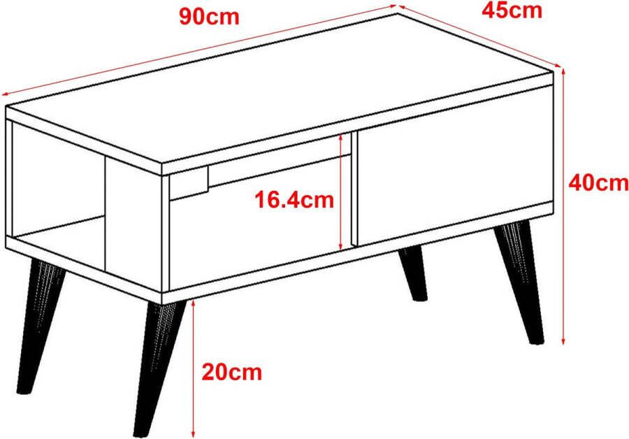 Inandoutdoormatch Stijlvolle Salontafel Dunstan 40x90x45 cm Wit en Walnootkleurig Modern en Elegant Design Spaanplaat Kunststof