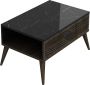 Inandoutdoormatch Stijlvolle Salontafel Jef 40x90x60cm Marmer Zwart en Walnootkleurig Modern Design Spaanplaat Metaal - Thumbnail 1