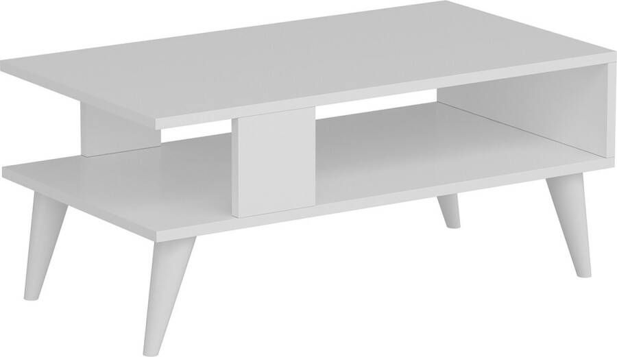 Inandoutdoormatch Stijlvolle Salontafel Kendall 40x90x45 cm Wit Hout Spaanplaat Modern Design - Foto 2