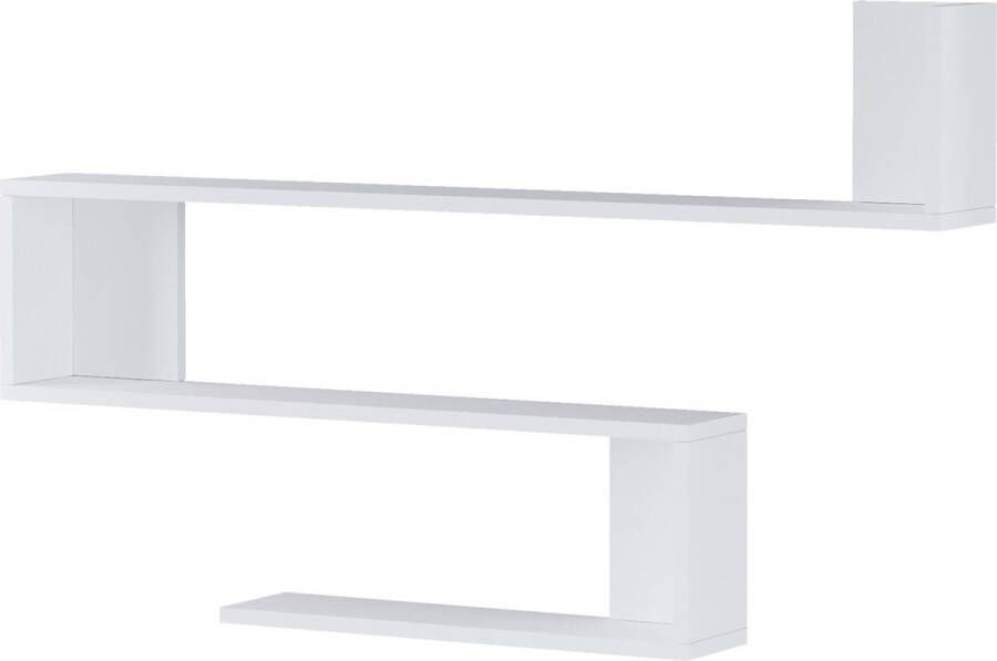 Inandoutdoormatch Stijlvolle Wandplank Ramsay 120x14 5x71 5cm Wit 3 Planken Spaanplaat Tijdloos Design