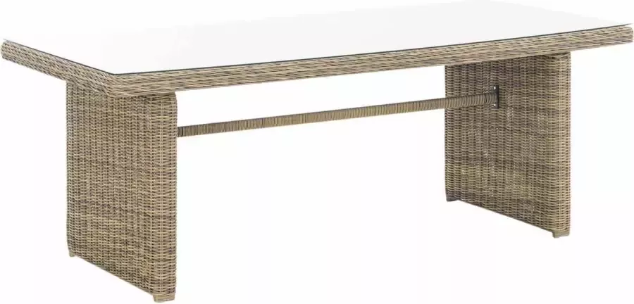 Unbranded Tuintafel deluxe Glastafel rotan wicker Tuinmeubelen Eettafel Buitentafel Salontafel Creme 200cm - Foto 2