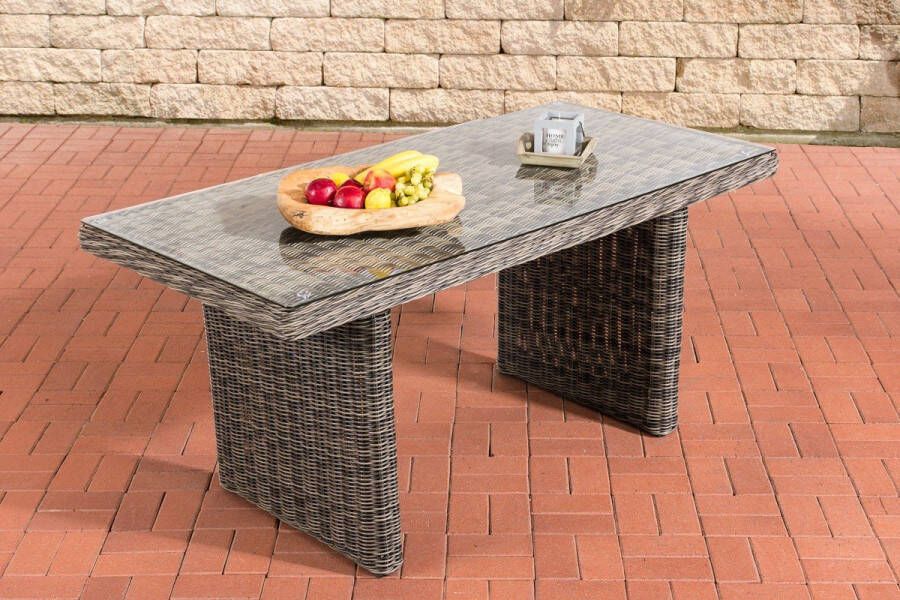 inandoutdoormatch tuintafel Deluxe tuintafel kunststof tuintafels tafel Glazen tafel 80 x 160 x 74 cm