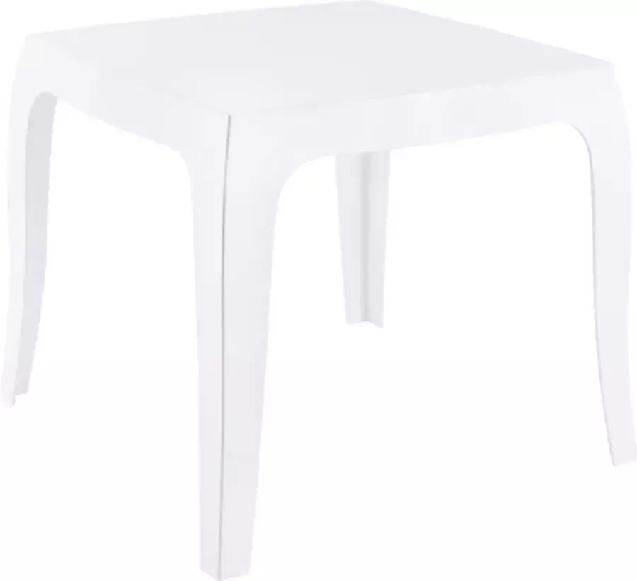 In and outdoor match Tuintafel Vierkant Bijzettafel Kunststof Terras UV Bestendig Weerbestendig Wit 51x51x43cm