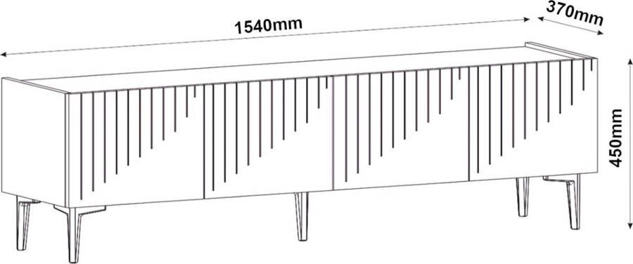Unbranded Tv-meubel Arend Tv-meubel 45x154x37 cm Kleur Marmer Zwart en Eiken Spaanplaat Kunststof Decoratief Design - Foto 2