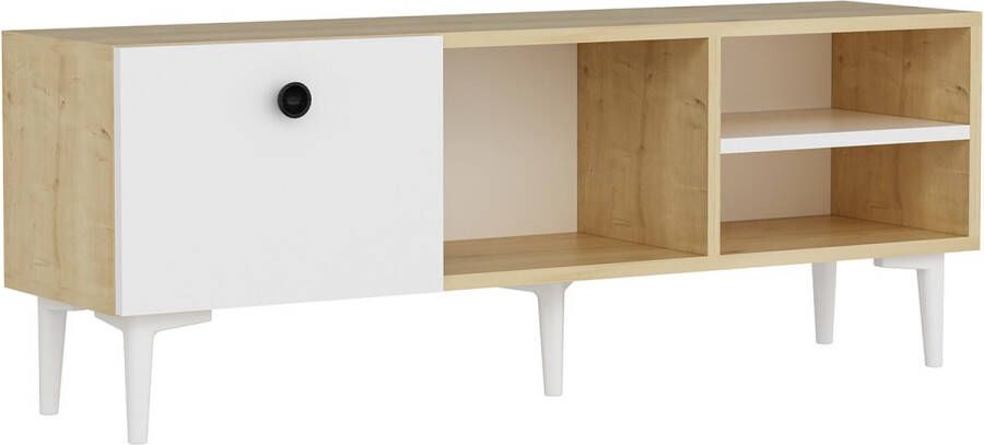 Inandoutdoormatch TV Meubel Seumas TV meubel 45x120x30 cm kleur eiken en wit decoratief design spaanplaat kunststof