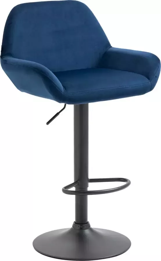 Inandoutdoormatch Velvet barkruk Boda Blauw In hoogte verstelbaar Set van 1 63-83cm zithoogte Met rugleuning Voor keuken en bar Ergonomische barstoelen Vaderdag cadeau