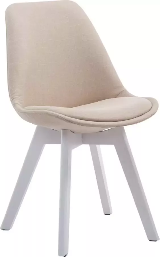 Inandoutdoormatch Vergaderstoel Ruby Creme Stof Zonder armleuning Bezoekersstoel Kantinestoel Wachtkamerstoel Eetkamerstoel 47cm