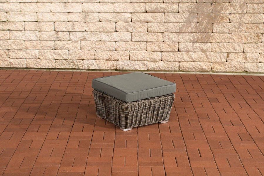 Inandoutdoormatch Voetenbank loungeset deluxe Voor buiten Kruk Poef Tuin Grijs 59x59x30cm Vaderdag cadeau