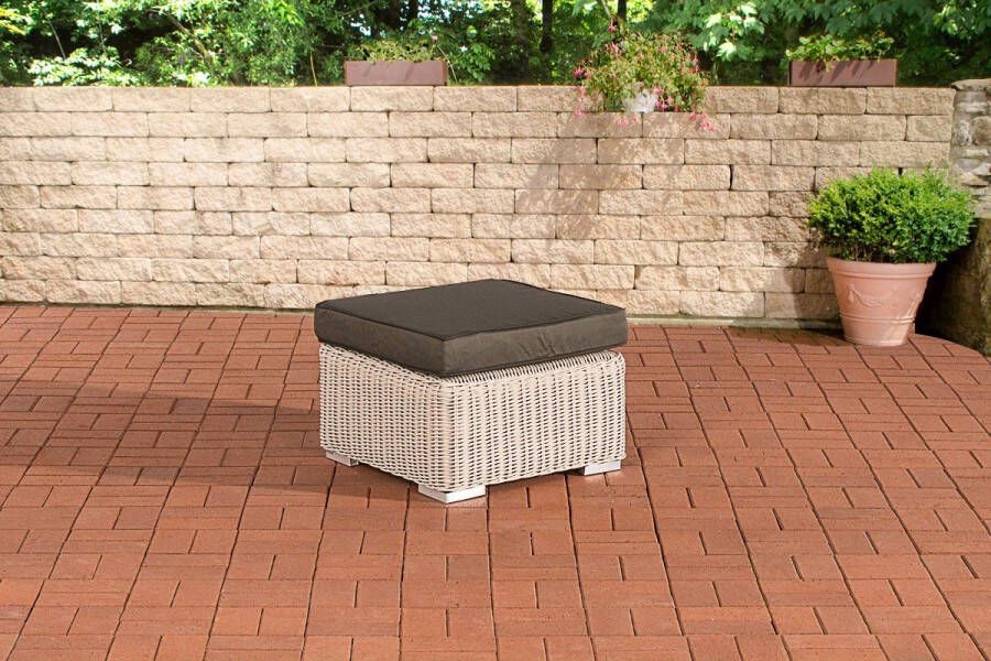 Inandoutdoormatch Voetenbank loungeset Voor buiten Kruk Poef Tuin Antraciet 60x60x31m Vaderdag cadeau