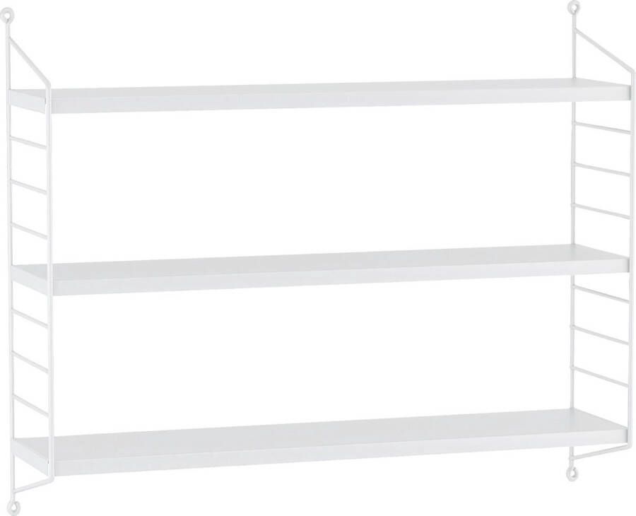 Inandoutdoormatch Wandrek Murdo Met 3 Planken 50x60x15 cm Wit Staal