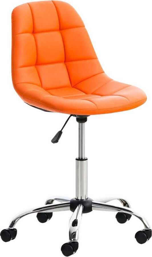 Unbranded Werkkruk Rufino Oranje Voor volwassenen Op wieltjes Kunstleer Ergonomische bureaustoel In hoogte verstelbaar