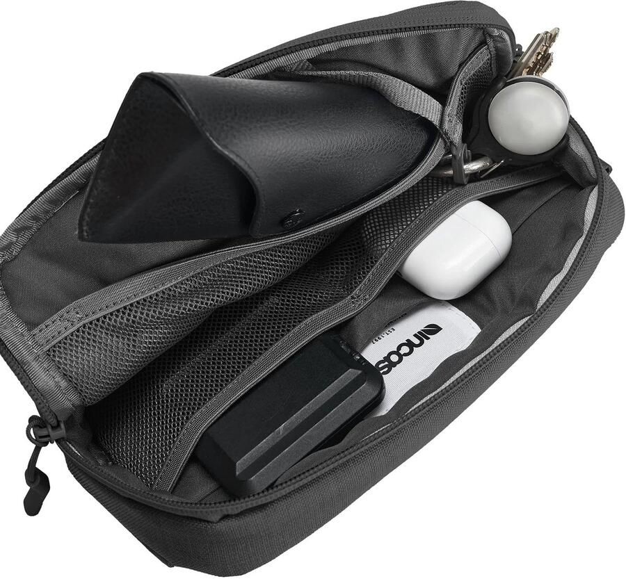 Incase Crosstown Sling Bag – Voorzien van Pluche Namaakbont – Snel Toegankelijke Voorzak – Verschillende Interne Gaasvakken Zwart