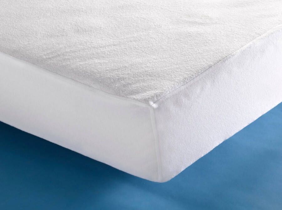 Inch Matrasbeschermer Badstof (hoekhoogte 30 cm ) Blanc White B 160 x L 200 cm Lits-jumeaux Waterdicht Geschikt voor Standaard Matras Boxspring Matras + Topper DHBAMPU160200-B 160 x L 200 cm