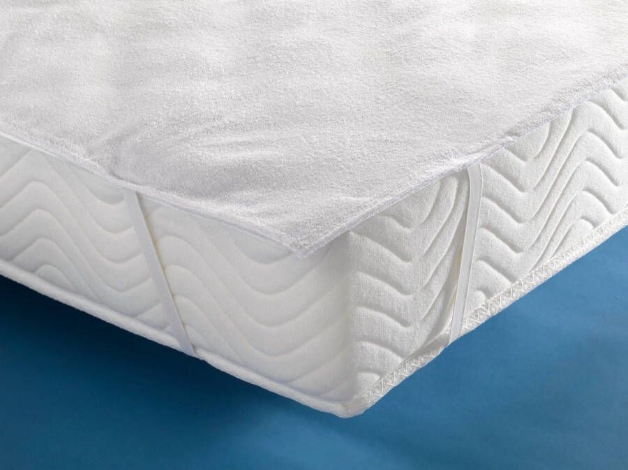 Inch Matrasbeschermer Badstof (hoekhoogte 40 cm ) Blanc White B 140 x L 200 cm 2-persoons Ingewerkte elastiek Waterdicht Geschikt voor Standaard Matras Boxspring Matras + Topper Waterbed ALEPPUCC140200-B 140 x L 200 cm