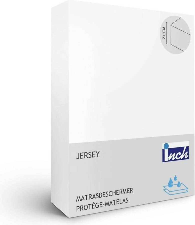 Inch Matrasbeschermer Jersey (hoekhoogte 21 cm ) Blanc White B 140 x L 200 cm 2-persoons Waterdicht Geschikt voor Standaard Matras DHJERSEYPOLY140200-B 140 x L 200 cm