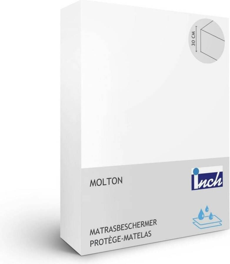 Inch Matrasbeschermer Molton (hoekhoogte 30 cm ) Blanc White B 160 x L 200 cm Lits-jumeaux Luchtdoorlatend Waterdicht Antibacterieel Antihuisstofmijt Geschikt voor Standaard Matras Boxspring Matras + Topper DHFLAEG160200-B 160 x L 200 cm