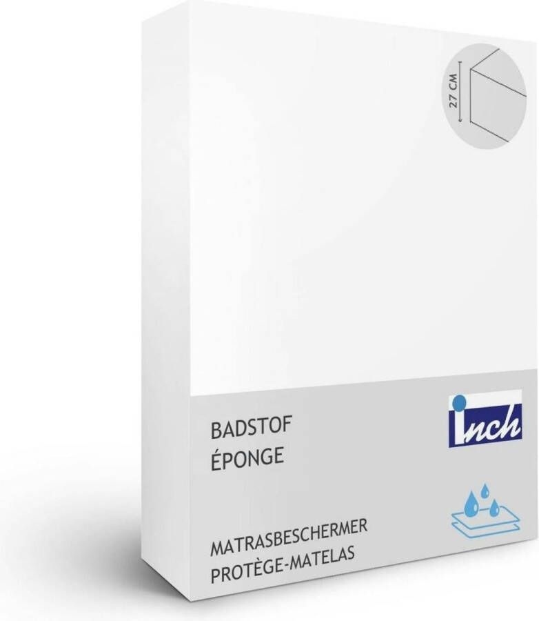 Inch Matrasbeschermer Badstof (hoekhoogte 27 cm ) Blanc White B 90 x L 220 cm 1-persoons Waterdicht Geschikt voor Standaard Matras DHEPPUCC090220-B 90 x L 220 cm