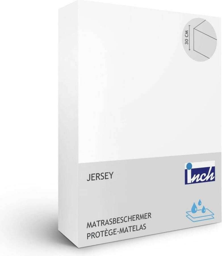 Inch Matrasbeschermer Jersey (hoekhoogte 30 cm ) Blanc White B 90 x L 200 cm 1-persoons Luchtdoorlatend Geschikt voor Standaard Matras Boxspring Matras + Topper DHJERPU90200 -B 90 x L 200 cm