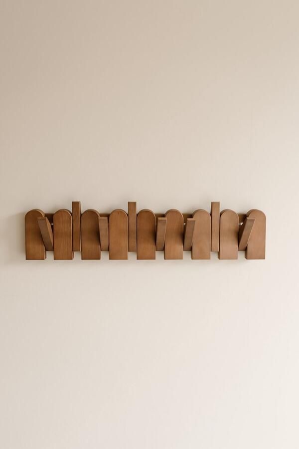 Indore Home Wandkapstok Flip Hout Inklapbaar 8 Haken Pianokapstok