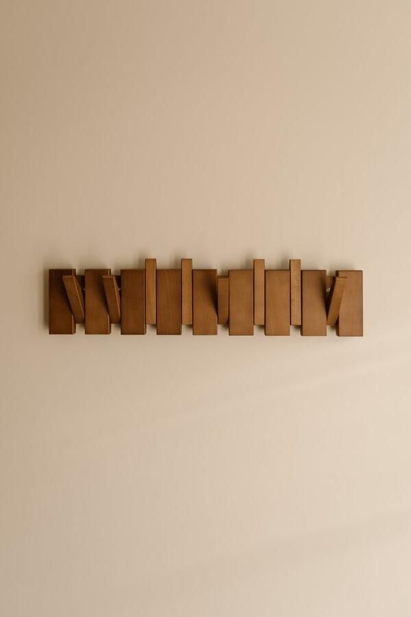 Indore Home Wandkapstok Flip Hout Inklapbaar 8 Haken Pianokapstok