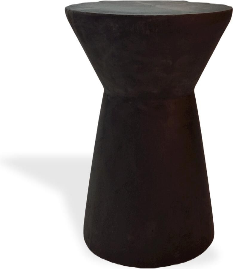 Indore Home Woodstock bijzettafel Stool massief hout Boomstam Boomstamtafel Plantentafel Zwart