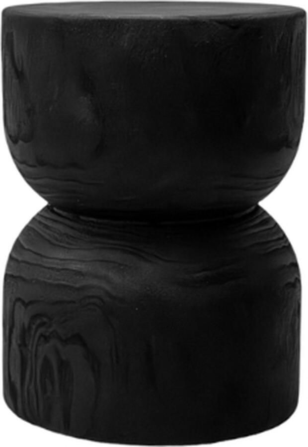 Indore Home Woodville bijzettafel Stool massief hout Boomstam Boomstamtafel Zwart