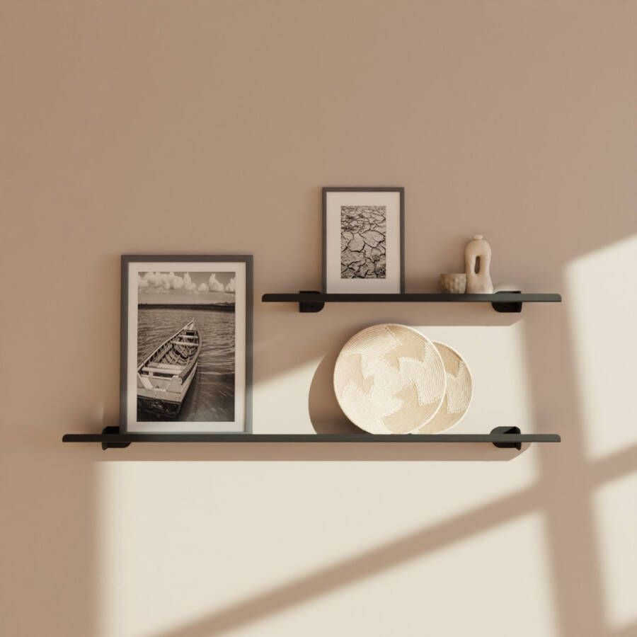 Indusigns Fotolijstplank Staal Zwart 60cm x 7cm Muurplank Fotoplank Wandplank Schilderijplank Boekenplank Wanddecoratie Design Muur Uniek Blikvanger Hal Toilet Woonkamer Slaapkamer Modern Industrieel Interieur