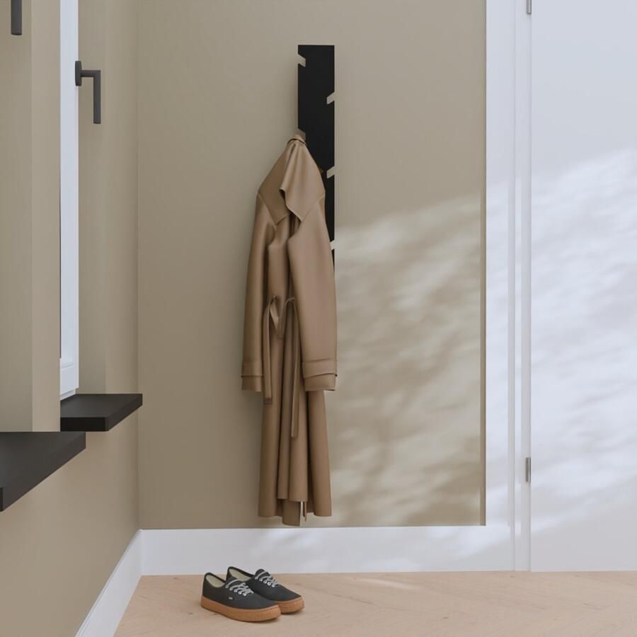 Indusigns verticale kapstok voor aan de wand wandkapstok zwart staal jashangers H 95cm x B 12cm x D 8cm industrieel modern design hal gang entree - Foto 2