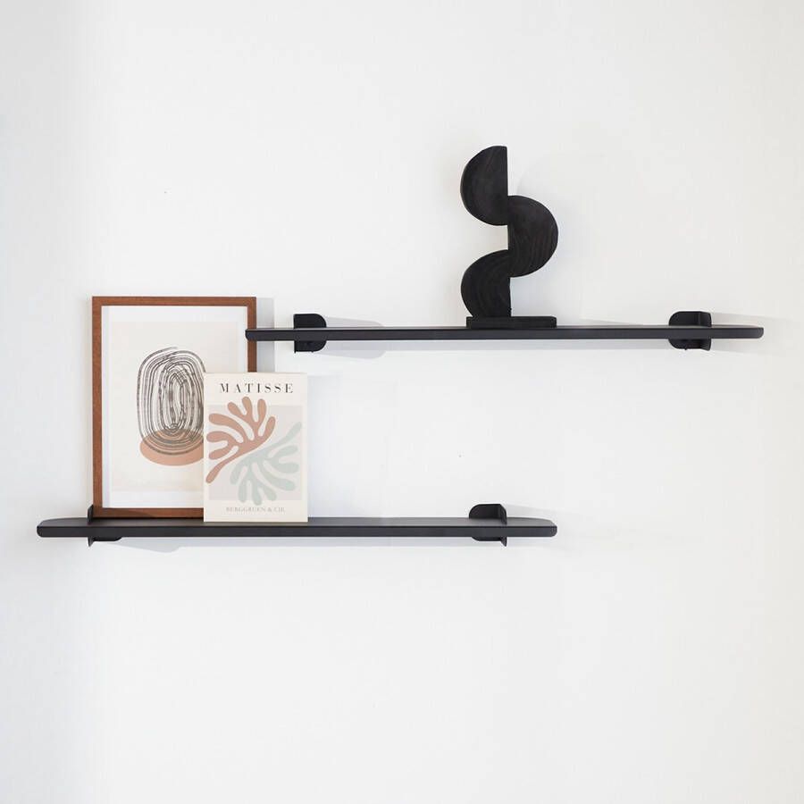 Indusigns Wandplank Staal Zwart 80cm x 14cm Muurplank Boekenplank Wanddecoratie Interieurdesign Design Muur Decoratief Uniek Blikvanger Hal Toilet Woonkamer Keuken Slaapkamer Kamer Modern Industrieel Interieur