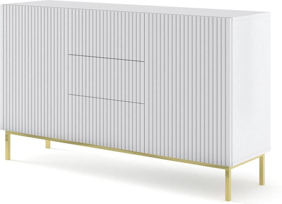 Industrial-Home Aspers Luxe Ladekast – Wit & Goud 150 cm (breedte) x 42 cm (diepte) x 89 cm (hoogte)