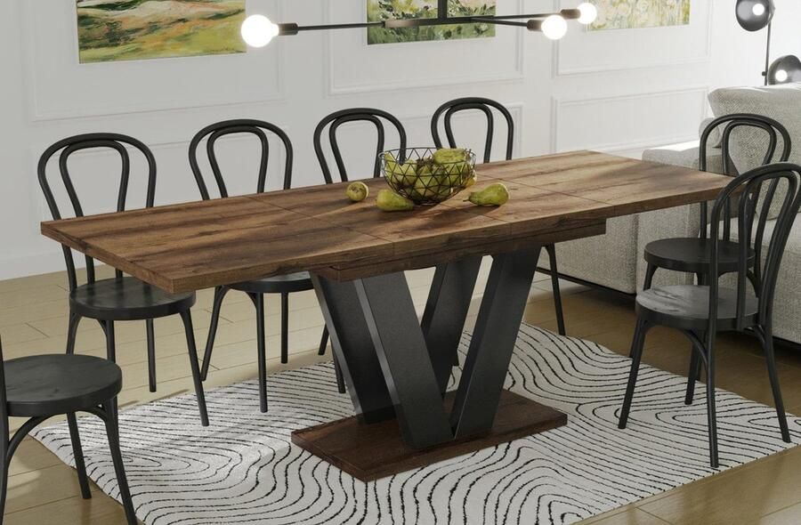 Industrial-Home Brent natuur eiken uitklapbare eettafel