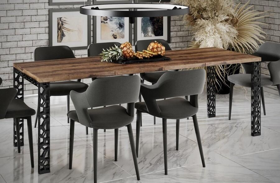 Industrial-Home Brent wotan eiken uitklapbare eettafel