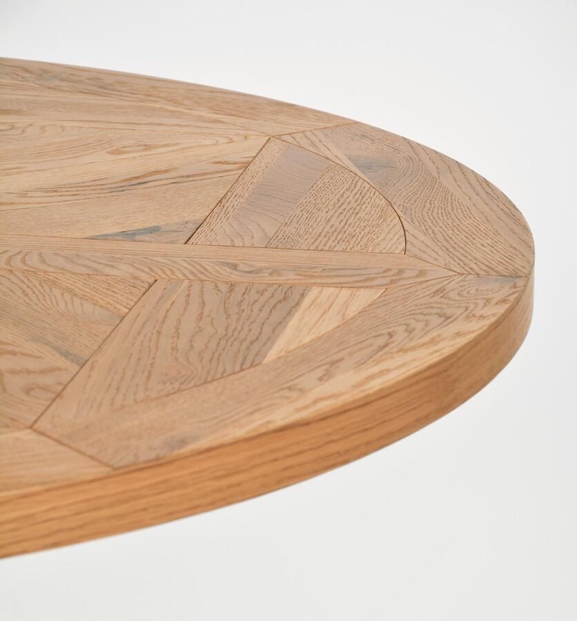 Industrial-Home Brigueuil Eettafel – Ø125 cm – Eikenhout – Natuurlijk Eiken Tafelblad – Zwart Stalen Onderstel – Industrieel – Rond – 4 Personen – 76 5 cm Hoog